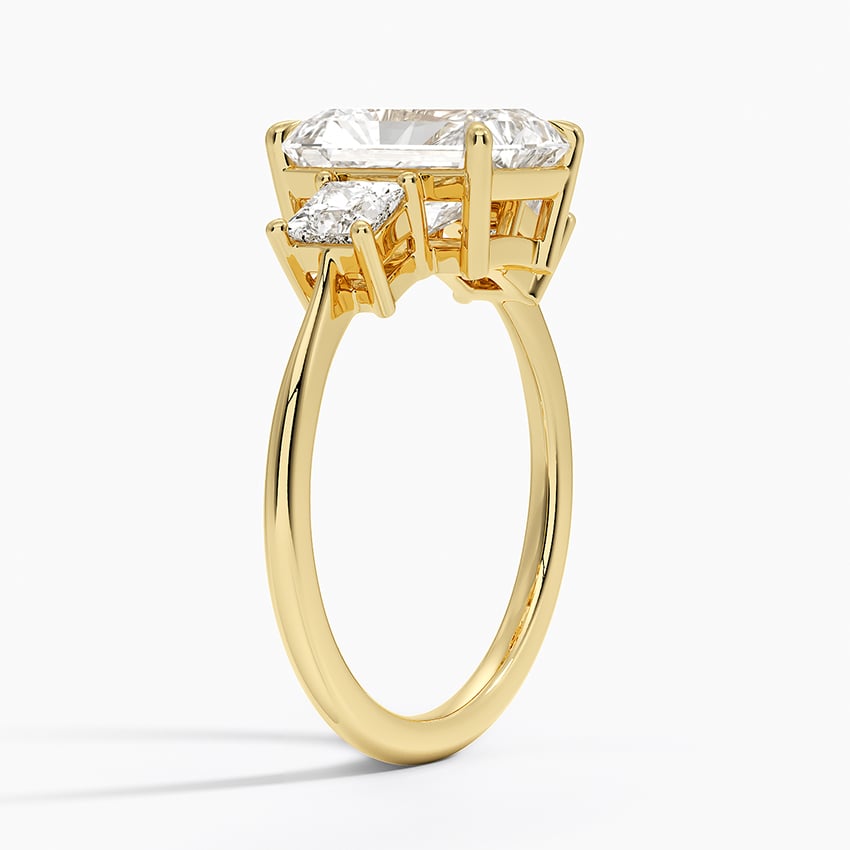 18K Yellow Gold Princess Cut Three Stone Diamond Ring