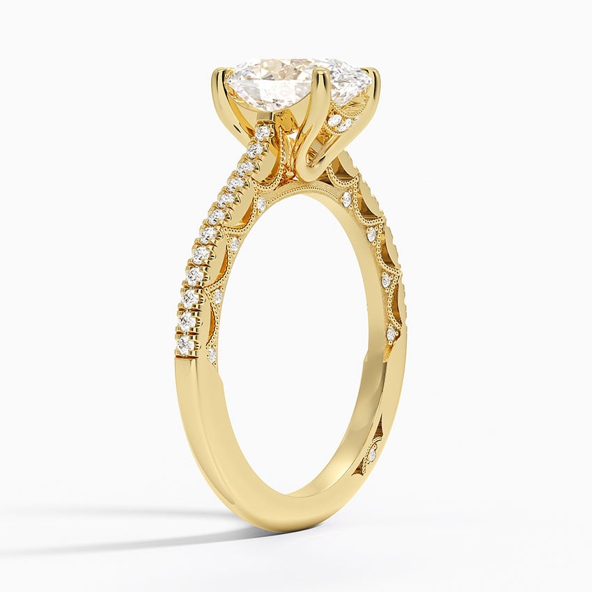 18K Yellow Gold Tacori Lunetta Crescent Cathedral Diamond Ring