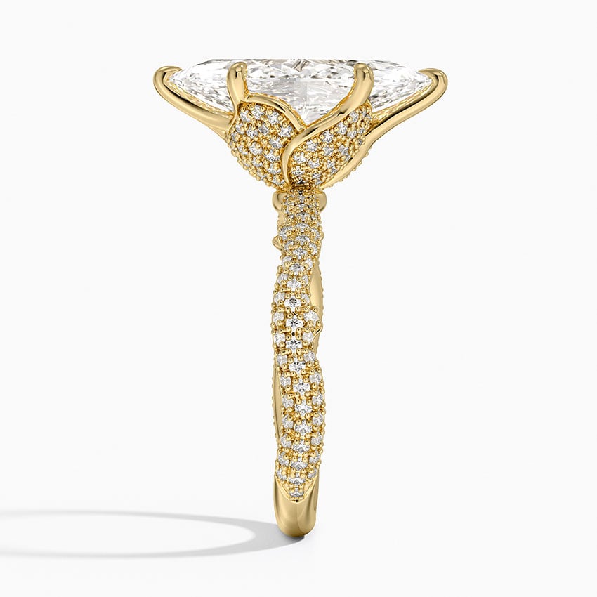 18K Yellow Gold Rose Thorn Diamond Ring
