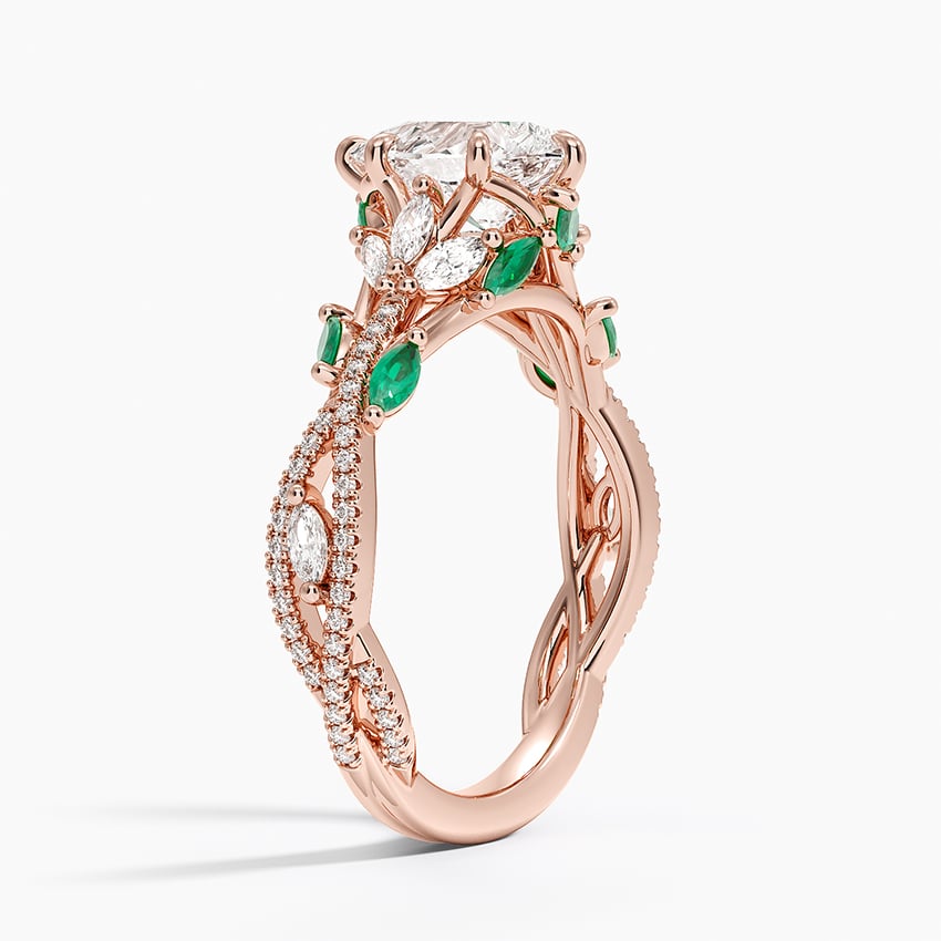 14KR Lab Grown Sapphire Luxe Secret Garden Lab Emerald and Diamond Ring, large top view