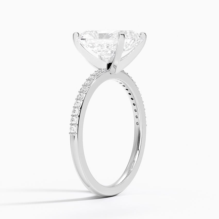 18K White Gold Delicate Shared Prong Diamond Ring