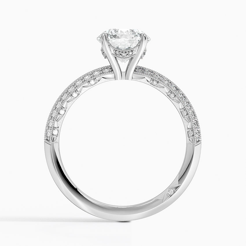 Platinum Tacori Sculpted Crescent Knife Edge Diamond Ring