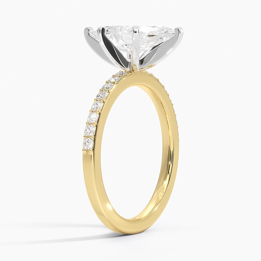 18K Yellow Gold Six Prong Petite Shared Prong Diamond Ring (1/5 ct. tw.)