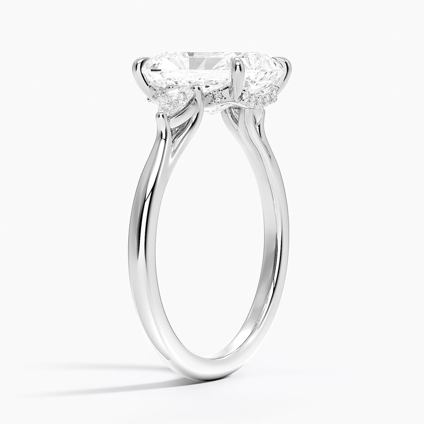 18K White Gold Floating Three Stone Pear Diamond Ring