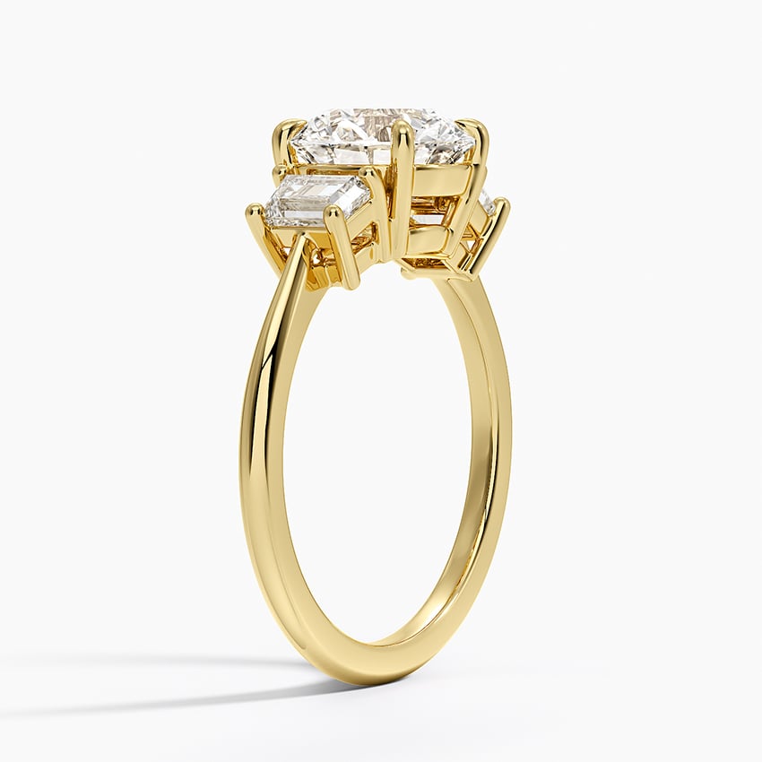 Embrace Three Stone Trapezoid Diamond Ring
