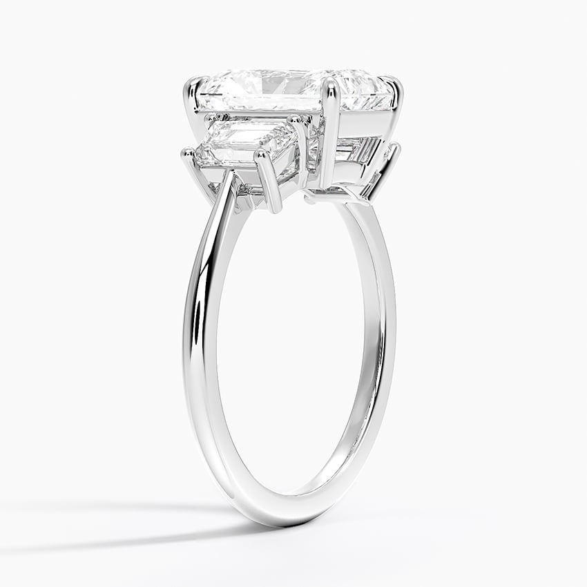Luxe Embrace Three Stone Trapezoid Diamond Engagement Ring