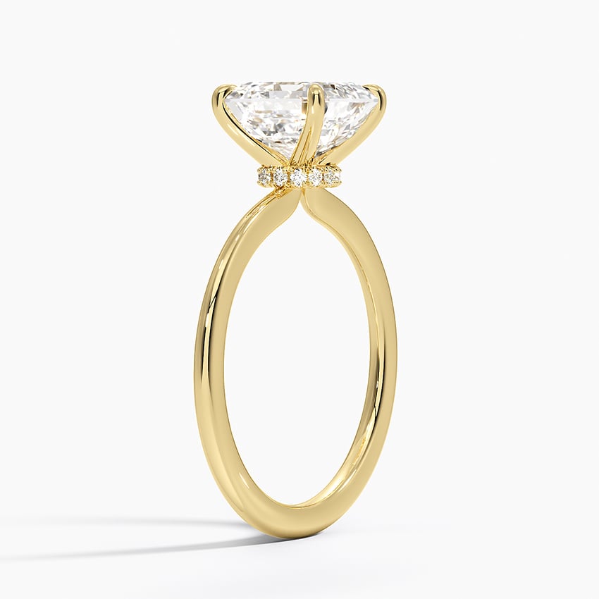 18K Yellow Gold Petite Secret Halo Diamond Ring