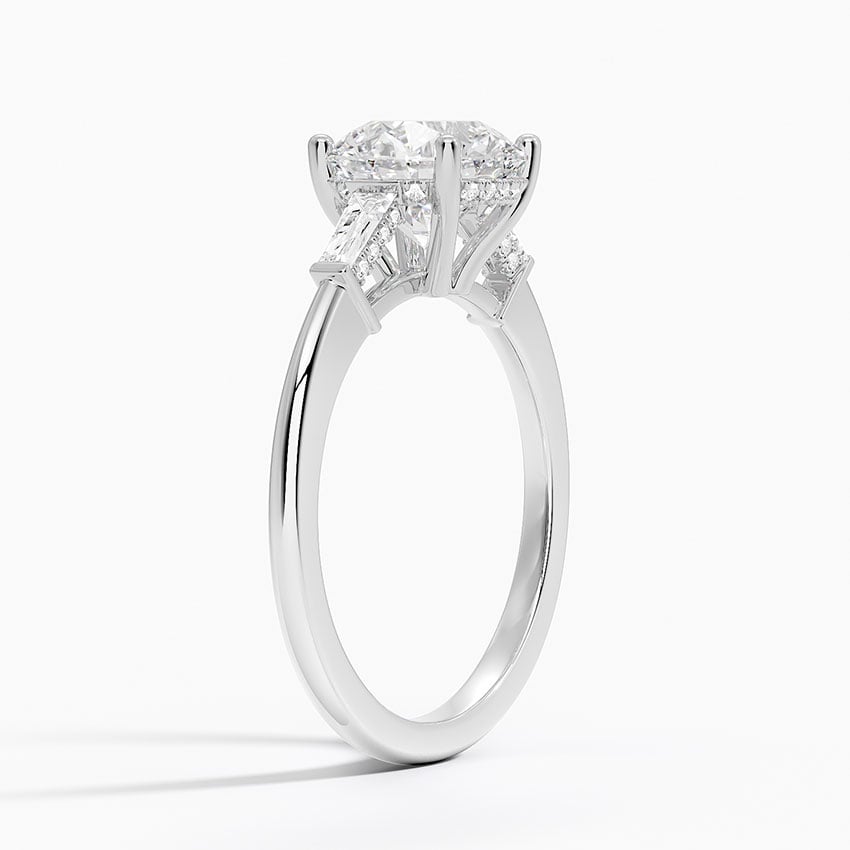 Platinum Adorned Tapered Baguette Three Stone Diamond Ring