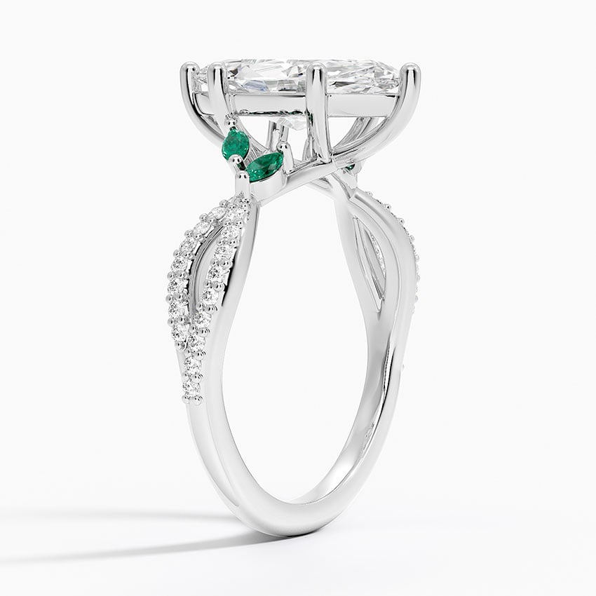 Luxe Willow Lab Emerald and Diamond Ring (1/8 ct. tw.)