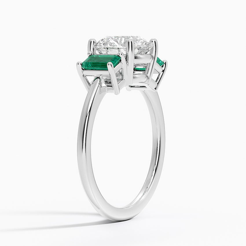 Platinum Luxe Rhiannon Three Stone Lab Emerald Ring
