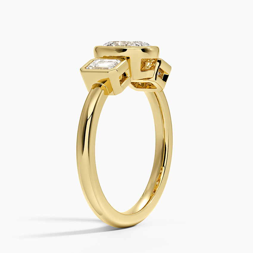 18K Yellow Gold Rhiannon Bezel Three Stone Diamond Ring