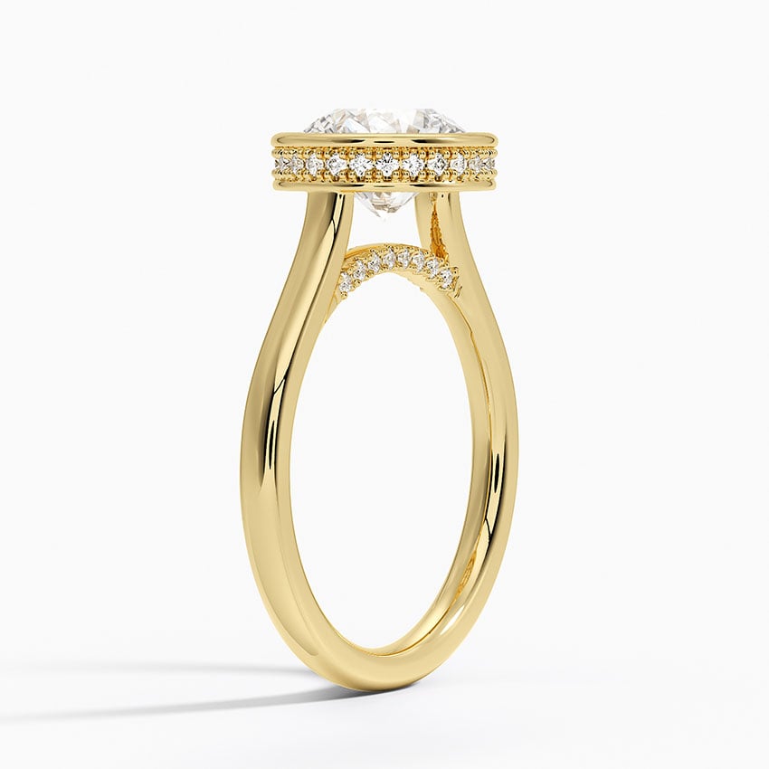 Bezel Halo Engagement Ring - Hidden Halo