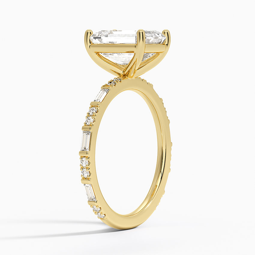 18K Yellow Gold Luz Baguette and Round Diamond Ring