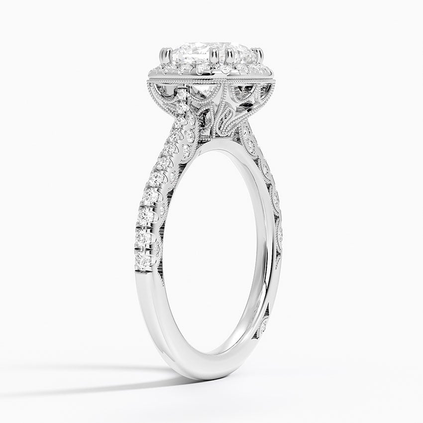 Halo Ring With Diamond Accented Gallery and Band