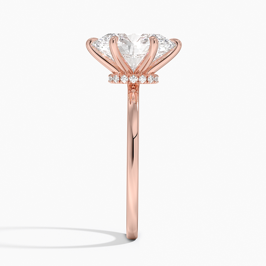Secret Halo Six-Prong Diamond Ring in 14K Rose Gold