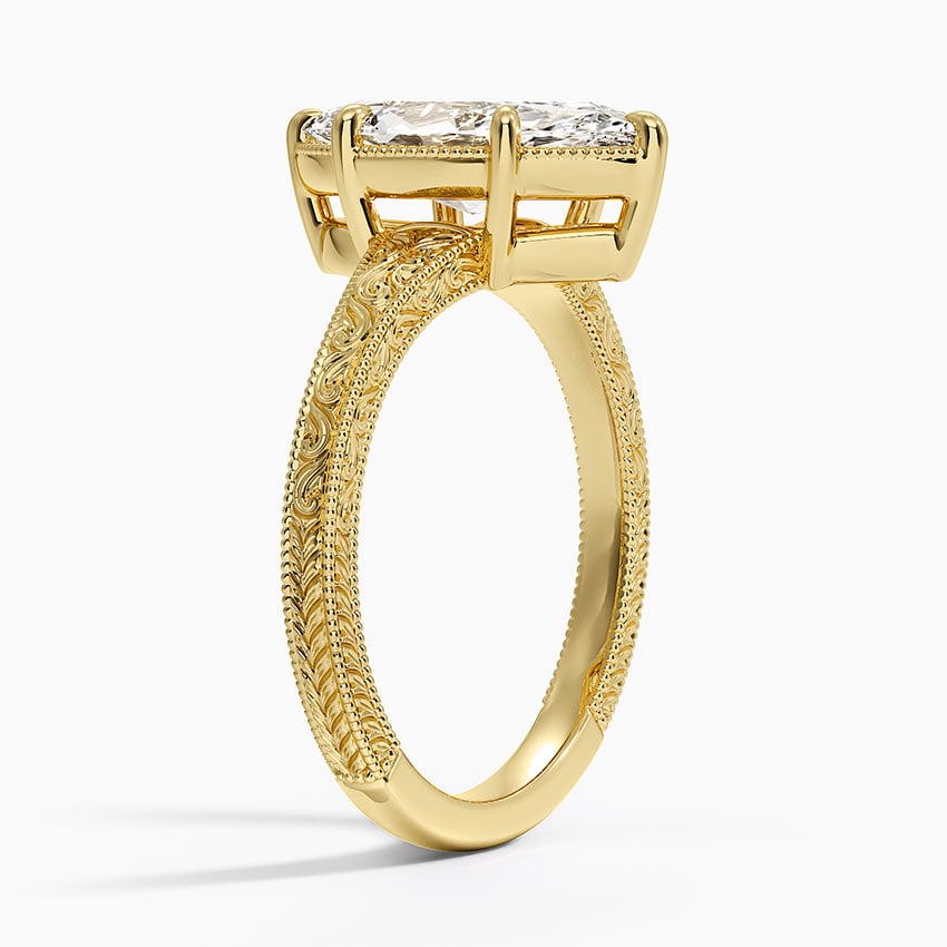 Tapered Elsie Engraved Solitaire Ring