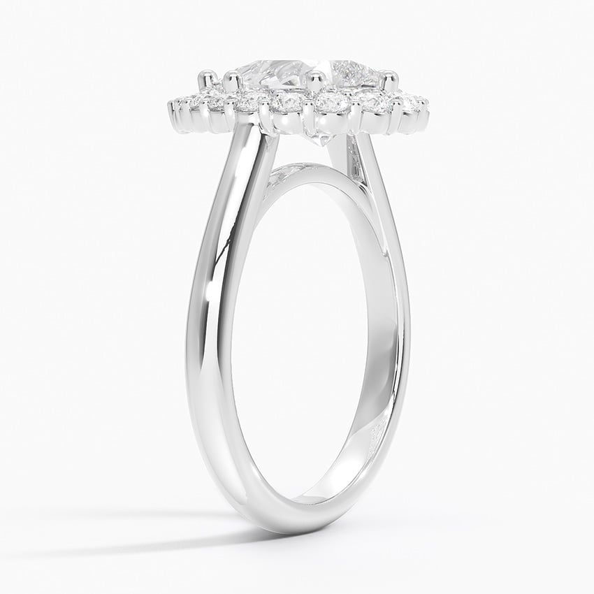 18K White Gold Lotus Flower Halo Diamond Ring (1/4 ct. tw.)