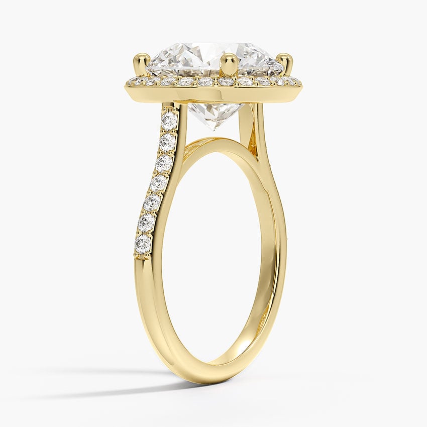 Halo Diamond Ring with Side Stones (1/3 ct. tw.) in 18K Yellow Gold