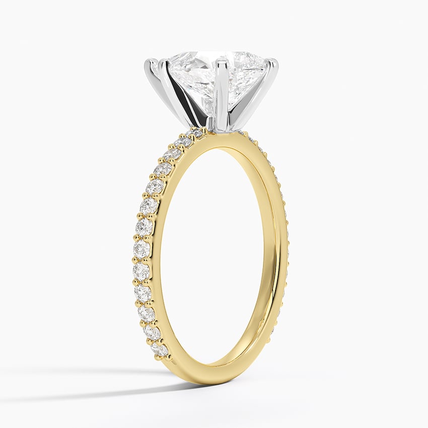 18K Yellow Gold Petite Shared Prong Three-Quarter Coverage Diamond Ring (1/3 ct. tw.)