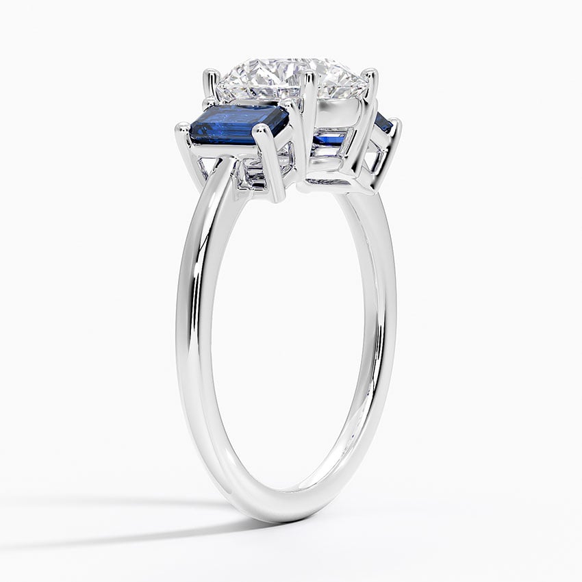 Three Stone Engagement Ring with Sapphire Side Stones