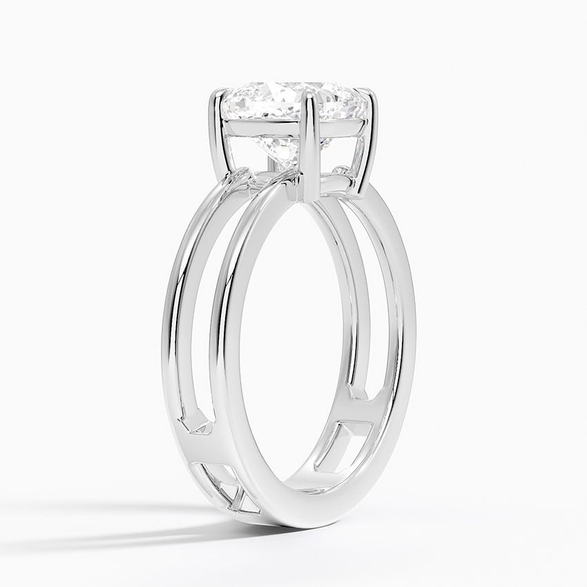18K White Gold Aimee Open Double Band Solitaire Ring