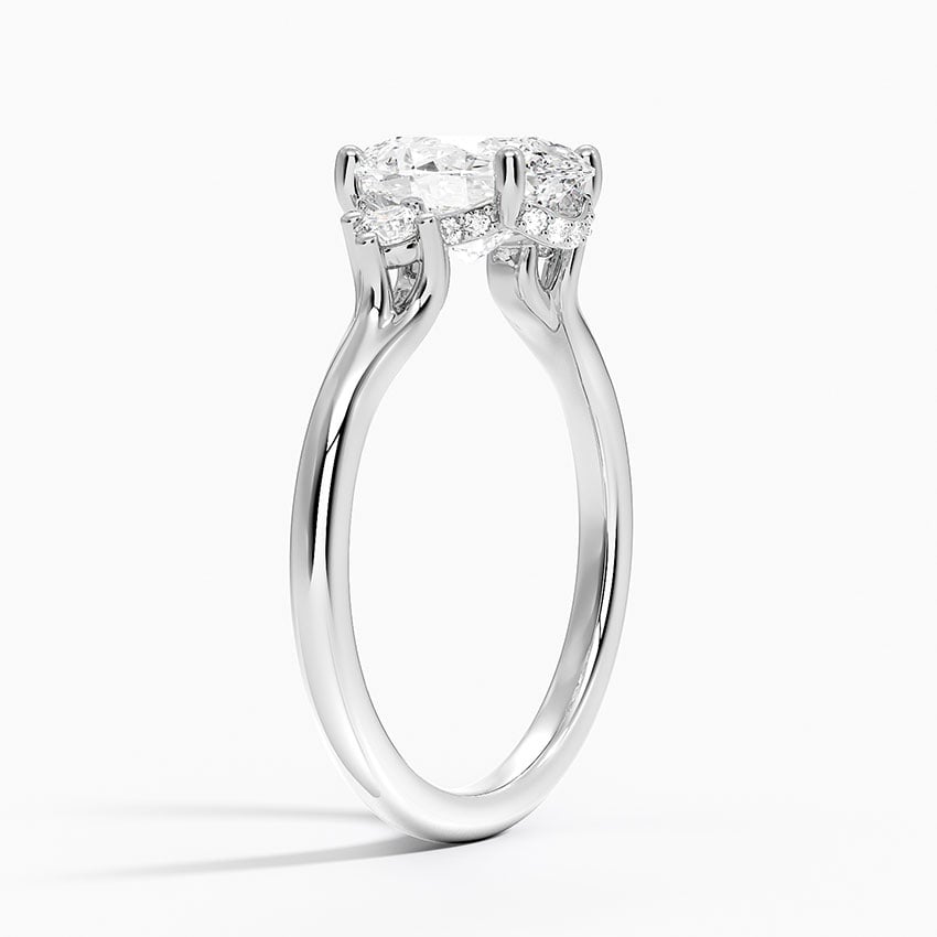 14K White Gold Floating Three Stone Diamond Ring