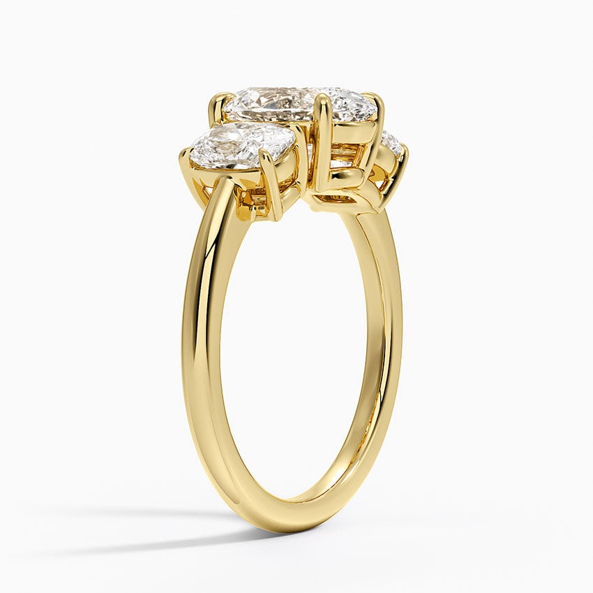 Luxe Faye Elongated Cushion Three Stone Diamond Ring
