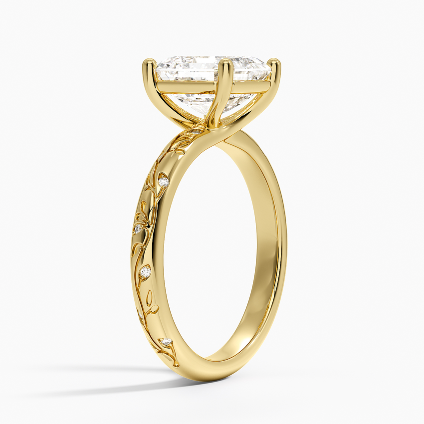 Verdure Engraved Diamond Solitaire Ring