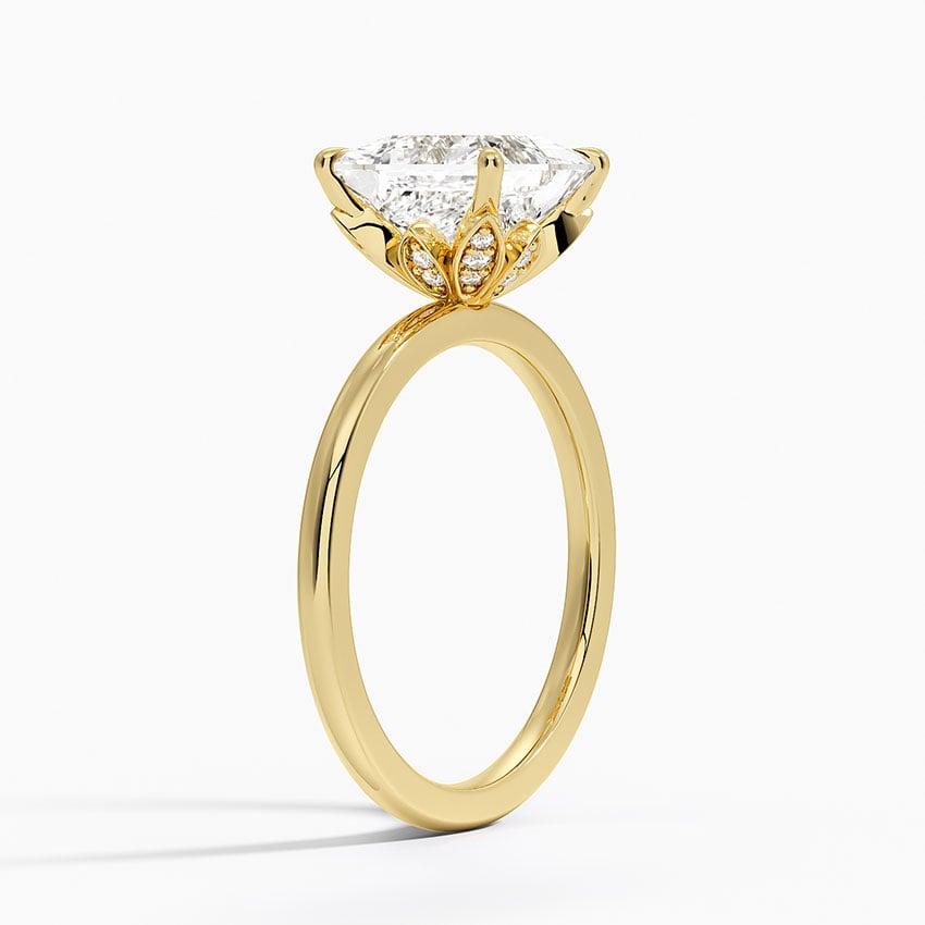 Diamond Accented Petal Prong Engagement Ring