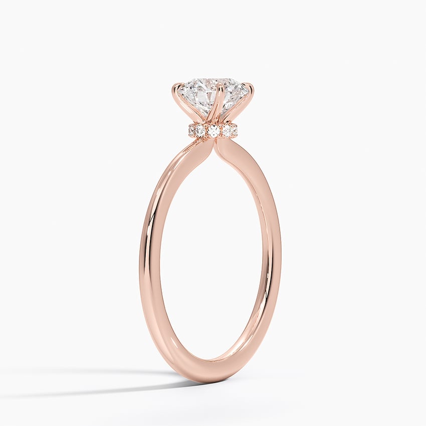 14KR Lab Grown Sapphire Petite Secret Halo Diamond Ring, large top view