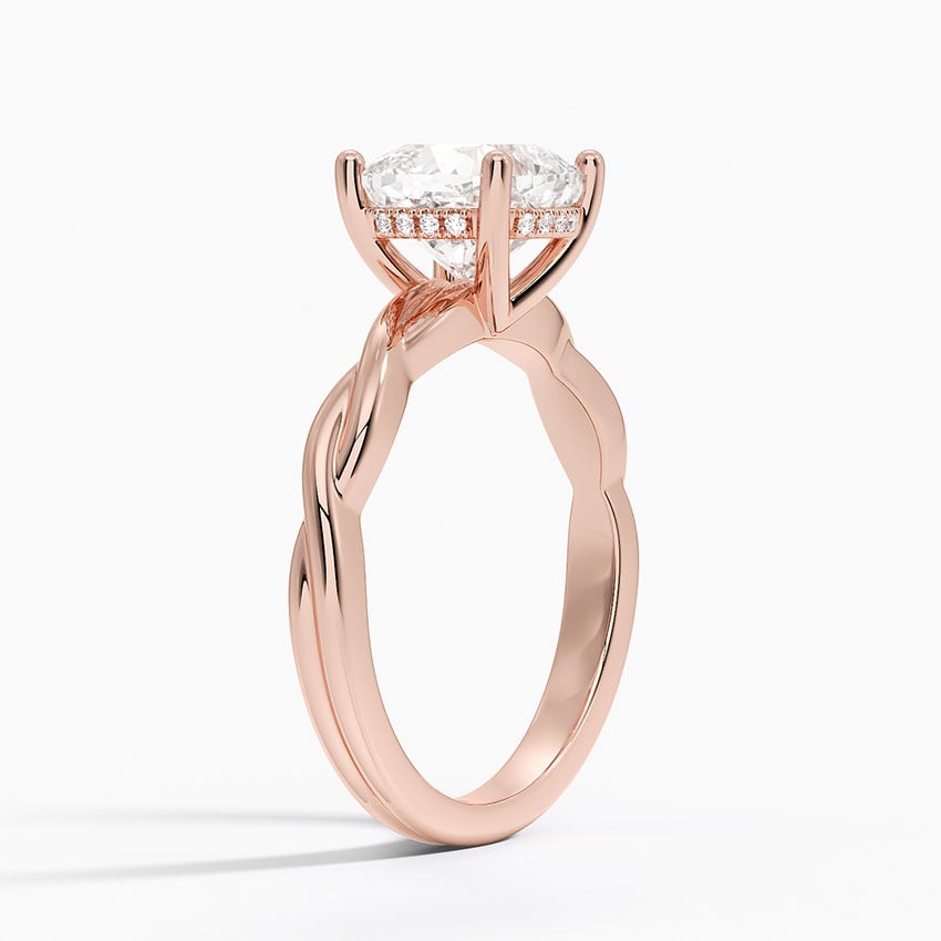14K Rose Gold Twisted Vine Hidden Halo Diamond Ring