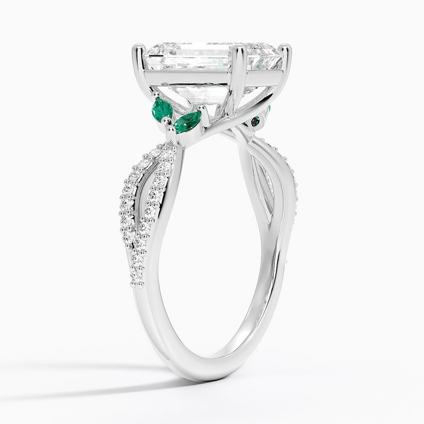 Luxe Willow Lab Emerald and Diamond Ring (1/8 ct. tw.)