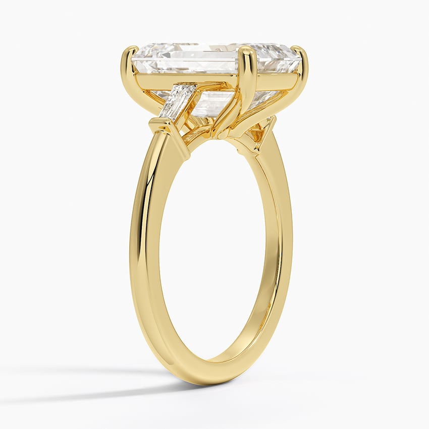 18K Yellow Gold Tapered Baguette Three Stone Diamond Ring