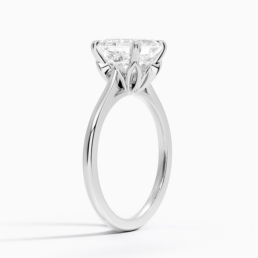 18K White Gold Petal 1.5mm Solitaire Ring
