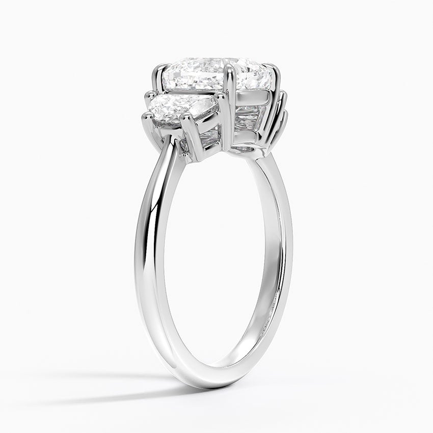 Half Moon Three Stone Diamond Ring
