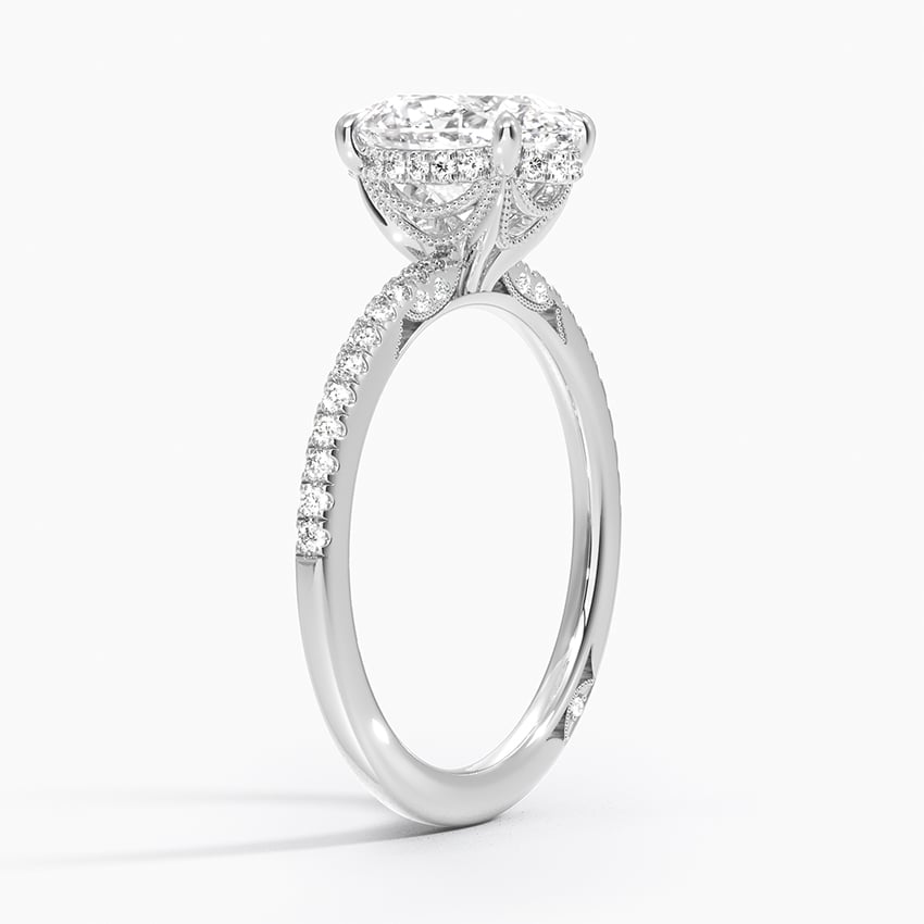 Classic Pave Diamond Engagement Setting with Hidden Accents