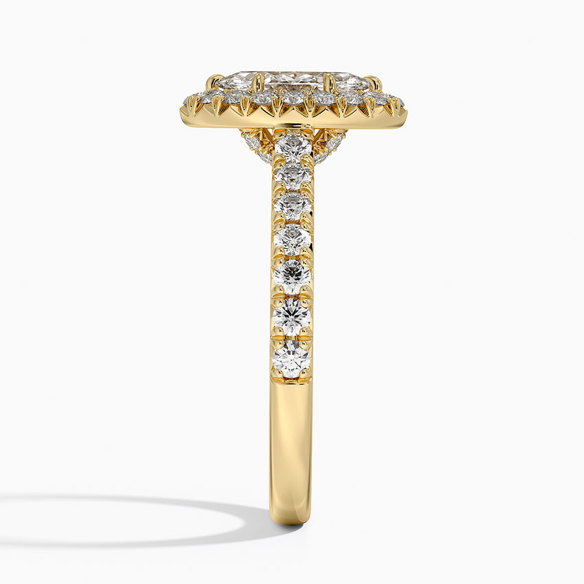 18K Yellow Gold Sienna Halo Half Coverage Diamond Ring