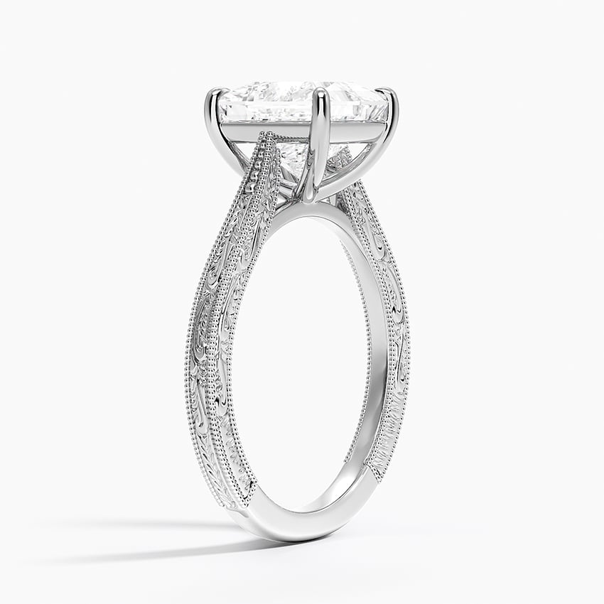 18K White Gold Elsie Engraved Ring