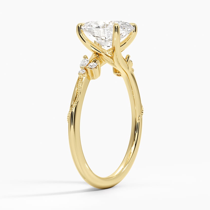 Camellia Milgrain Engagement Ring - Floral Diamond Ring