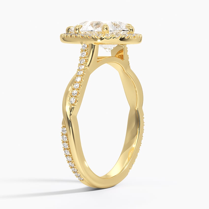 18K Yellow Gold Petite Twisted Vine Halo Diamond Ring (1/4 ct. tw.)
