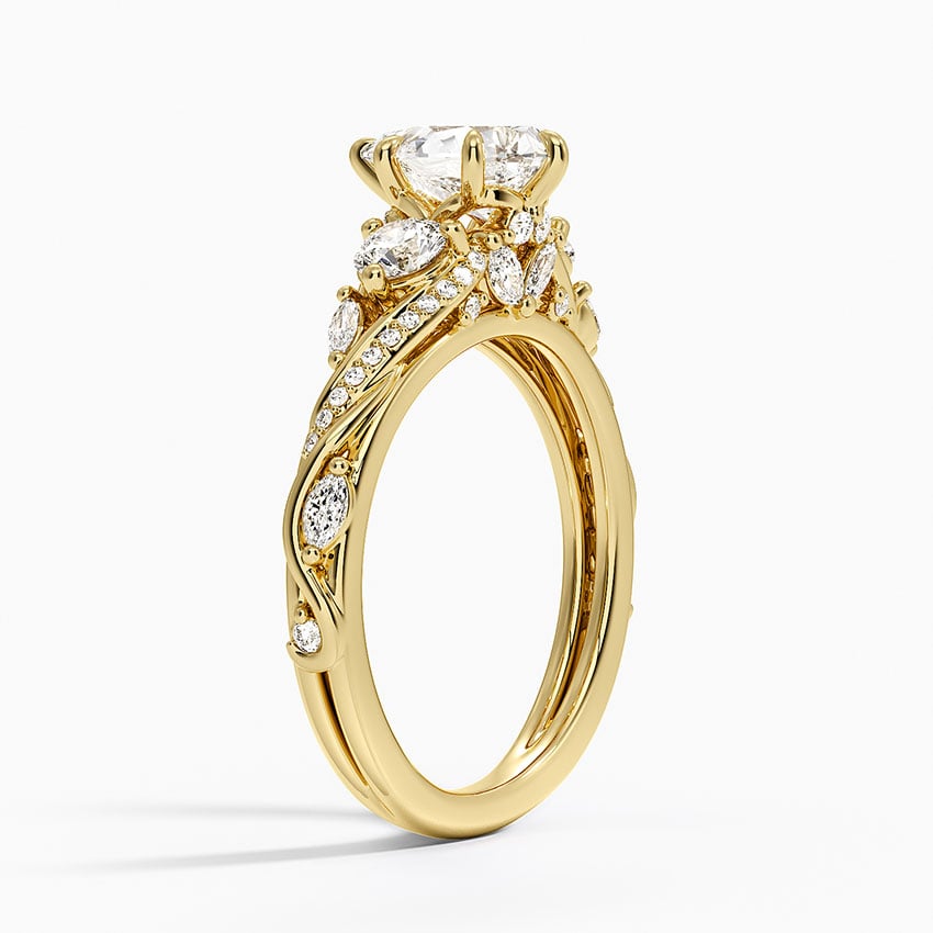 Begonia Vine Three Stone Diamond Ring