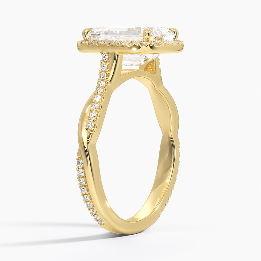18K Yellow Gold Petite Twisted Vine Halo Diamond Ring (1/4 ct. tw.)