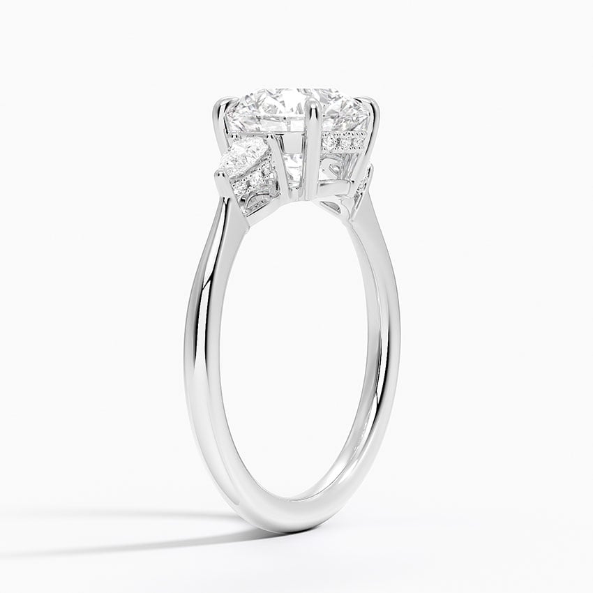 Platinum Adorned Petite Opera Three Stone Diamond Ring