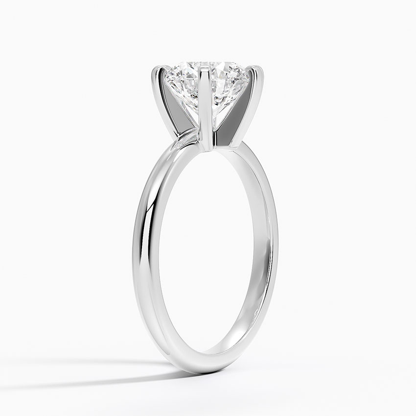 18K White Gold 2mm Comfort Fit Six-Prong Solitaire Ring