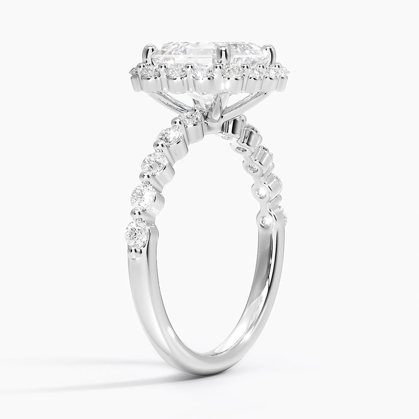 Shared Prong Halo Engagement Ring