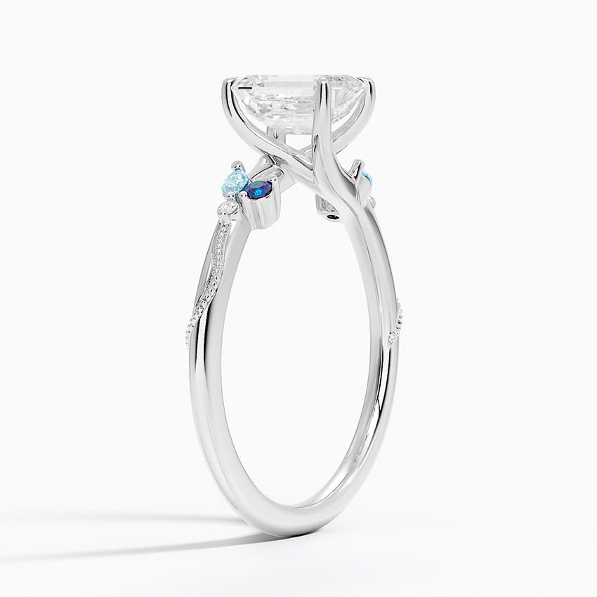 Lab Alexandrite and Aquamarine Accented Engagement Ring