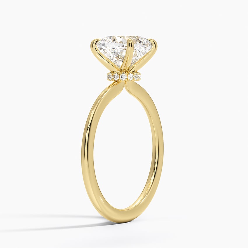 18K Yellow Gold Petite Secret Halo Diamond Ring