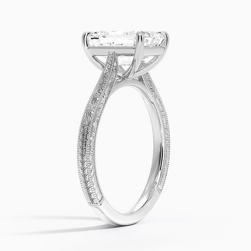 18K White Gold Elsie Engraved Ring