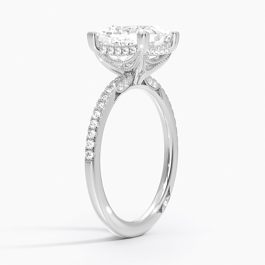 Classic Pave Diamond Engagement Setting with Hidden Accents