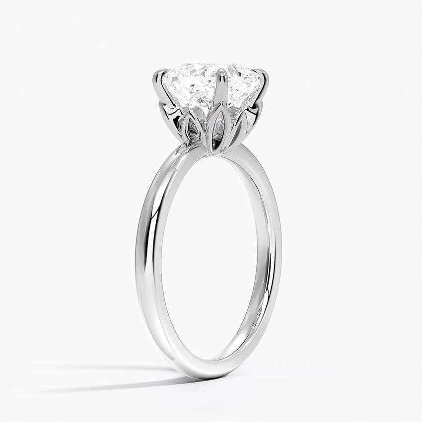 18K White Gold Petal 2mm Solitaire Ring